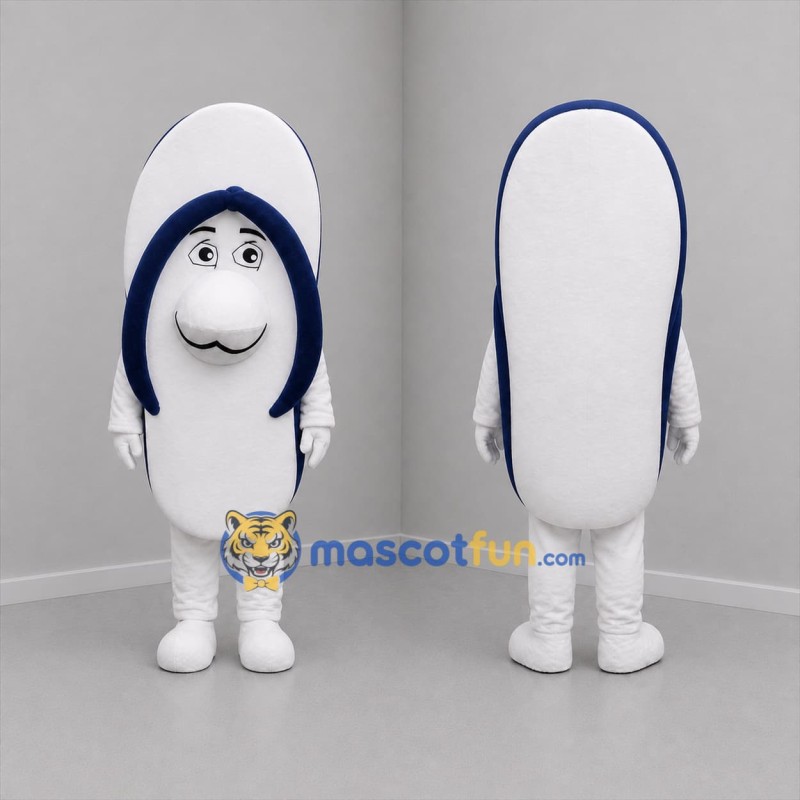 Custom White and Navy Blue Flip Flop Mascot Costume Adult Full Body Suit for Beach Events
