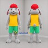 Custom Gray Yellow and Green Rabbit Mascot Costume Adult Full Body Suit for Children's Events