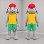 Custom Gray Yellow and Green Rabbit Mascot Costume Adult Full Body Suit for Children's Events