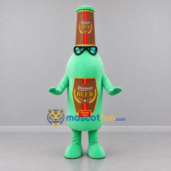 Custom Green and Brown Beer Bottle Mascot Costume Adult Full Body Suit for Beverage Promotions