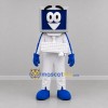 Custom White Blue and Silver Desktop Computer Mascot Costume Adult Full Body Suit for Technology Events