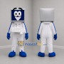 Custom White Blue and Silver Desktop Computer Mascot Costume Adult Full Body Suit for Technology Events