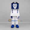 Custom White Blue and Silver Desktop Computer Mascot Costume Adult Full Body Suit for Technology Events