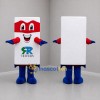 Custom White Red and Blue Rectangular Superhero Mascot Costume Adult Full Body Suit for Promotional Events