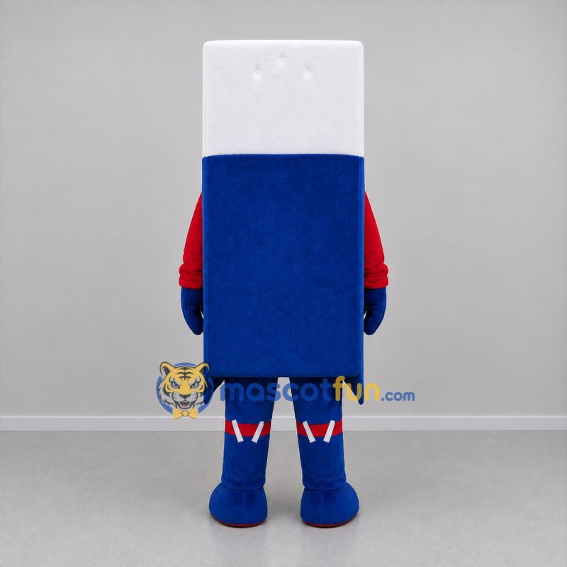 Custom White Red and Blue Rectangular Superhero Mascot Costume Adult Full Body Suit for Promotional Events