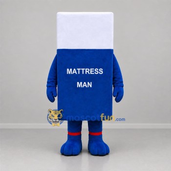 Custom Blue and White Mattress Mascot Costume Adult Full Body Suit for Home Store Promotions