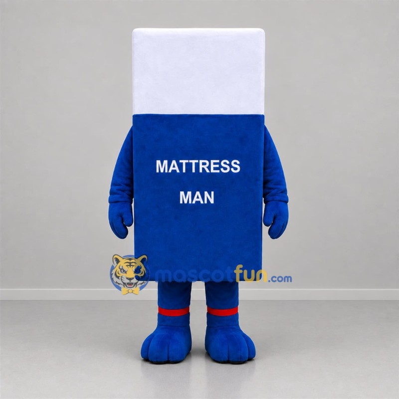 Custom Blue and White Mattress Mascot Costume Adult Full Body Suit for Home Store Promotions