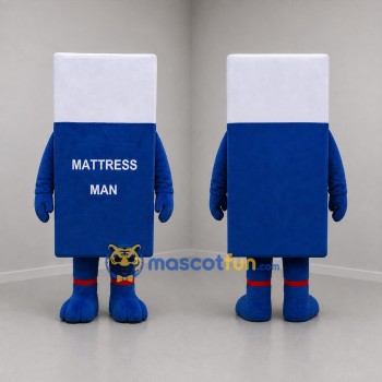 Custom Blue and White Mattress Mascot Costume Adult Full Body Suit for Home Store Promotions