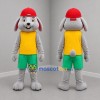 Custom Gray Yellow and Green Rabbit Mascot Costume Adult Full Body Suit for Children's Events