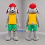Custom Gray Yellow and Green Rabbit Mascot Costume Adult Full Body Suit for Children's Events