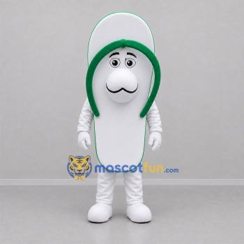 Custom White and Green Flip Flop Mascot Costume Adult Full Body Suit for Beach Events