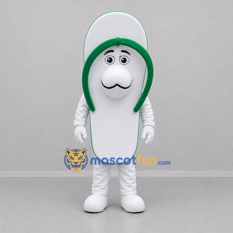 Custom White and Green Flip Flop Mascot Costume Adult Full Body Suit for Beach Events