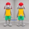 Custom Gray Yellow and Green Rabbit Mascot Costume Adult Full Body Suit for School Events