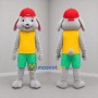 Custom Gray Yellow and Green Rabbit Mascot Costume Adult Full Body Suit for School Events