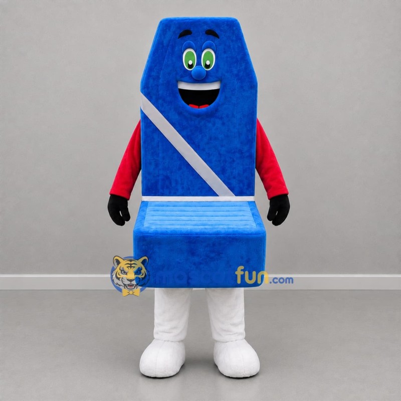 Custom Blue Red and White Car Seat Mascot Costume Adult Full Body Suit for Road Safety Events