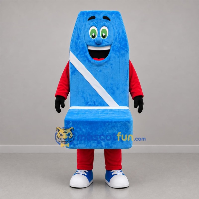 Custom Blue Red and White Car Seat Mascot Costume Adult Full Body Suit for Road Safety Events