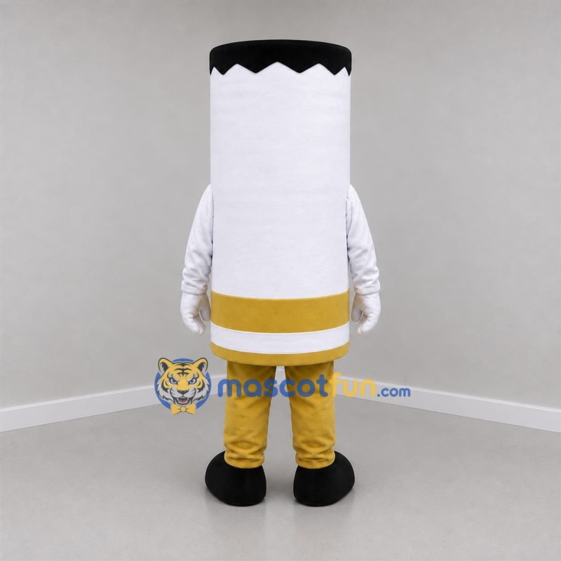Custom White Black and Gold No Smoking Cigarette Mascot Costume Adult Full Body Suit for Health Awareness Events