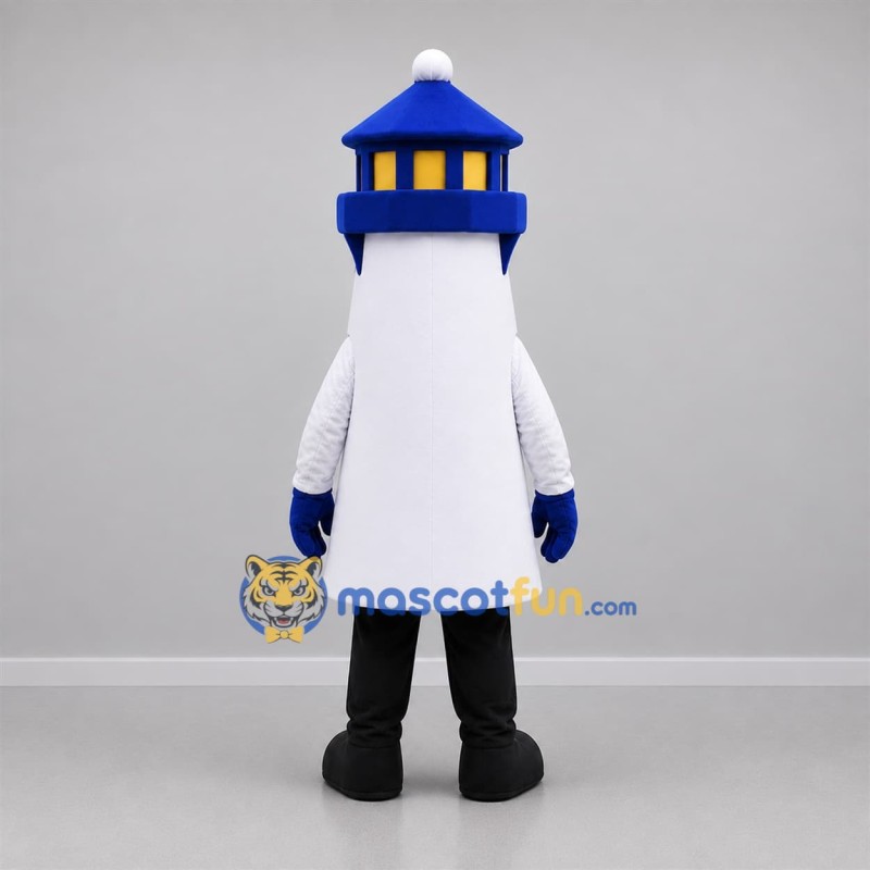 Custom White and Blue Lighthouse Mascot Costume Adult Full Body Suit for Coastal Events