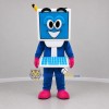 Custom Blue White and Pink Desktop Computer Mascot Costume Adult Full Body Suit for Technology Events