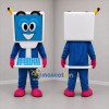 Custom Blue White and Pink Desktop Computer Mascot Costume Adult Full Body Suit for Technology Events