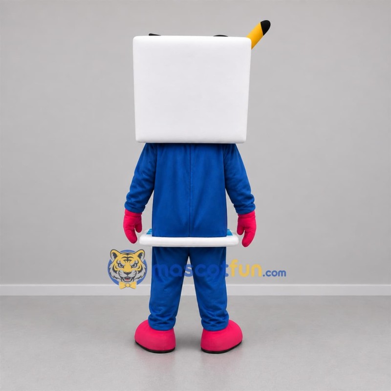 Custom Blue White and Pink Desktop Computer Mascot Costume Adult Full Body Suit for Technology Events