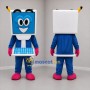 Custom Blue White and Pink Desktop Computer Mascot Costume Adult Full Body Suit for Technology Events