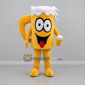 Custom Yellow and White Beer Mug Mascot Costume Adult Full Body Suit for Beverage Festivals