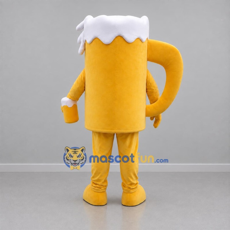 Custom Yellow and White Beer Mug Mascot Costume Adult Full Body Suit for Beverage Festivals