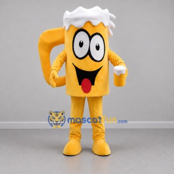 Custom Yellow and White Beer Mug Mascot Costume Adult Full Body Suit for Beverage Festivals