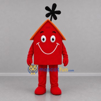 Custom Red and Orange House Mascot Costume Adult Full Body Suit for Community Events