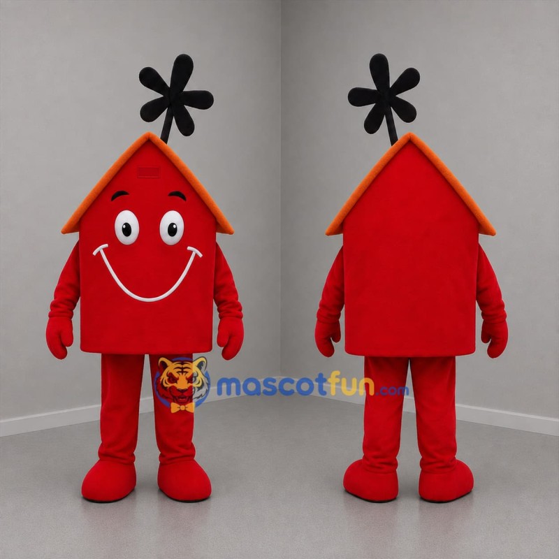 Custom Red and Orange House Mascot Costume Adult Full Body Suit for Community Events