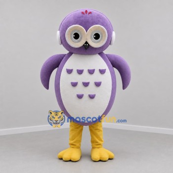 Custom Purple and White Owl Mascot Costume Adult Full Body Suit for School Events
