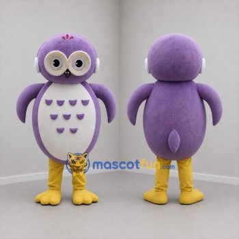 Custom Purple and White Owl Mascot Costume Adult Full Body Suit for School Events