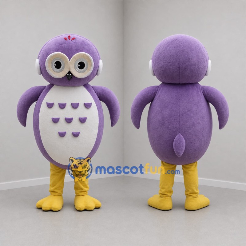 Custom Purple and White Owl Mascot Costume Adult Full Body Suit for School Events