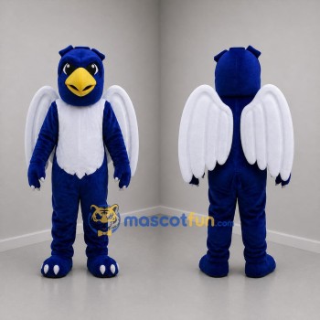 Custom Navy Blue and White Bird Mascot Costume Adult Full Body Suit for Sports Events