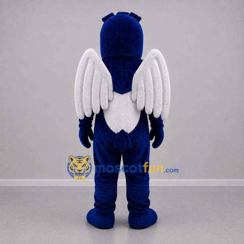 Custom Navy Blue and White Bird Mascot Costume Adult Full Body Suit for Sports Events