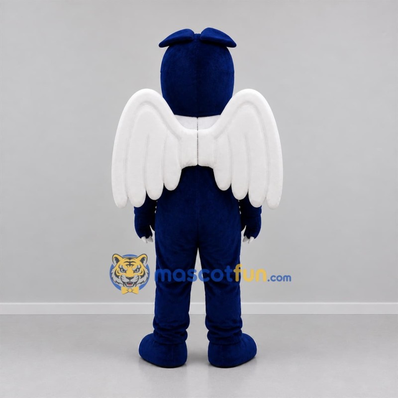 Custom Navy Blue and White Bird Mascot Costume Adult Full Body Suit for Sports Events