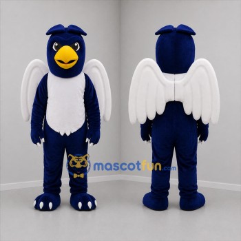 Custom Navy Blue and White Bird Mascot Costume Adult Full Body Suit for Sports Events
