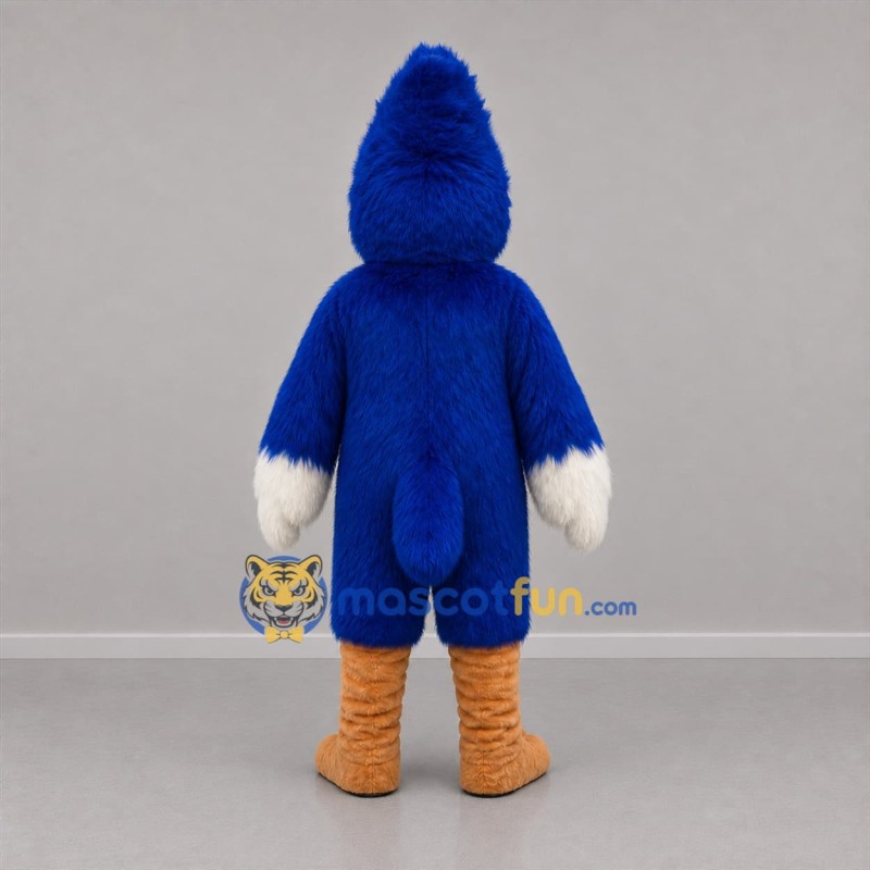 Custom Blue and White Crested Bird Mascot Costume Adult Full Body Suit for School Events