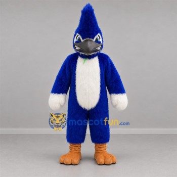 Custom Blue and White Crested Bird Mascot Costume Adult Full Body Suit for Sports Events