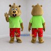 Custom Brown Green and Red Bear Mascot Costume Adult Full Body Suit for Children's Events Custom Brown Green and Red Bear Mascot Costume Adult Full Body Suit for Children's Events
