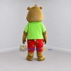 Custom Brown Green and Red Bear Mascot Costume Adult Full Body Suit for Children's Events Custom Brown Green and Red Bear Mascot Costume Adult Full Body Suit for Children's Events