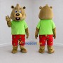 Custom Brown Green and Red Bear Mascot Costume Adult Full Body Suit for Children's Events