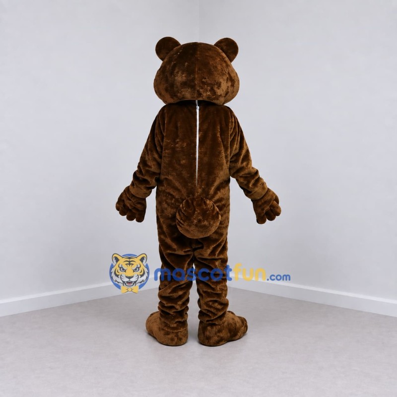 Custom Dark Brown and White Bear Mascot Costume Adult Full Body Suit for School Events