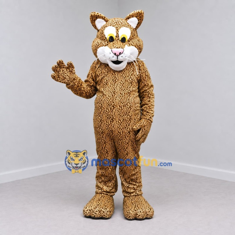 Custom Tan and Brown Spotted Cat Mascot Costume Adult Full Body Suit for Wildlife Events Custom Tan and Brown Spotted Cat Mascot Costume Adult Full Body Suit for Wildlife Events