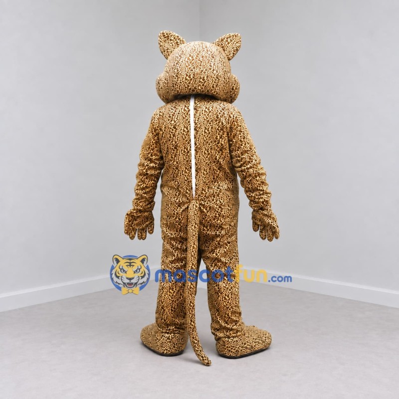 Custom Tan and Brown Spotted Cat Mascot Costume Adult Full Body Suit for Wildlife Events Custom Tan and Brown Spotted Cat Mascot Costume Adult Full Body Suit for Wildlife Events