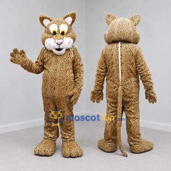 Custom Tan and Brown Spotted Cat Mascot Costume Adult Full Body Suit for Wildlife Events