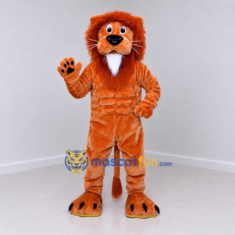 Custom Orange and Brown Lion Mascot Costume Adult Full Body Suit for School Events Custom Orange and Brown Lion Mascot Costume Adult Full Body Suit for School Events