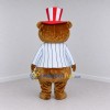 Custom Brown Red and White Top Hat Bear Mascot Costume Adult Full Body Suit for Parades