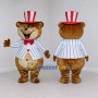 Custom Brown Red and White Top Hat Bear Mascot Costume Adult Full Body Suit for Parades